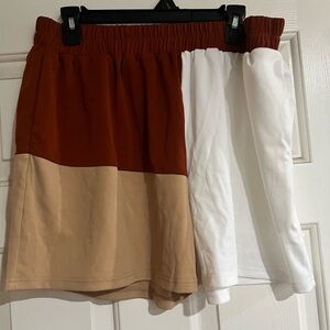 Color block high waisted shorts